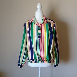 Vintage Da-Rue of California Petite Striped Blouse with Long Sleeves